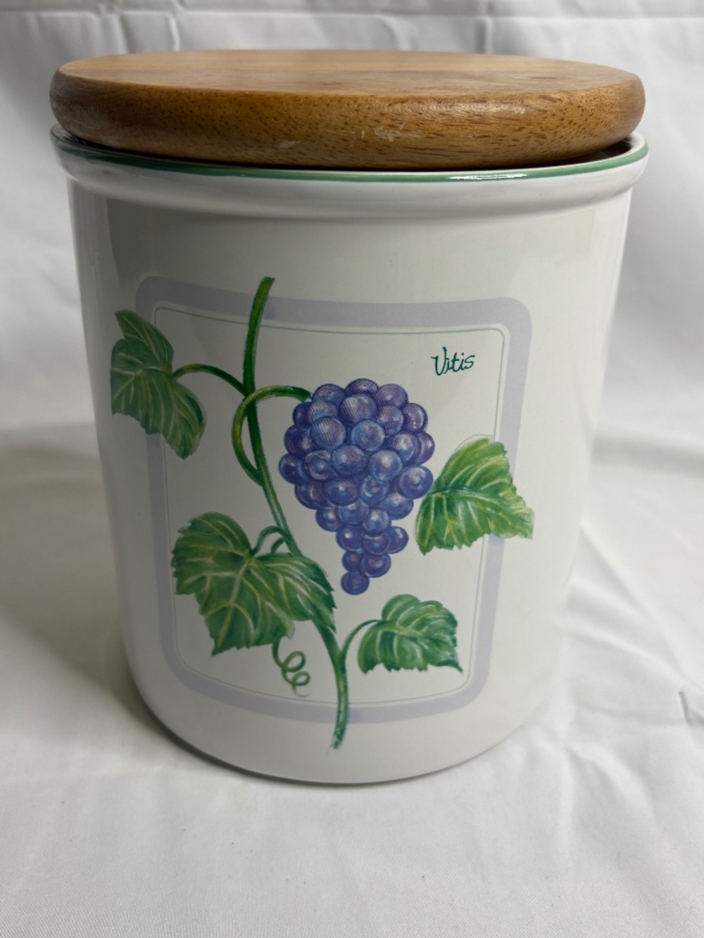 Himark Fruit Country Kitchen Ceramic Cookie Jar Canister with Wooden Lid Grapes